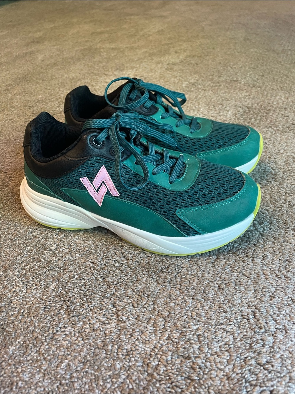 VEVO Nola Women's Teal & Black Athletic Running  Sneakers with Pink Accent 8.5W